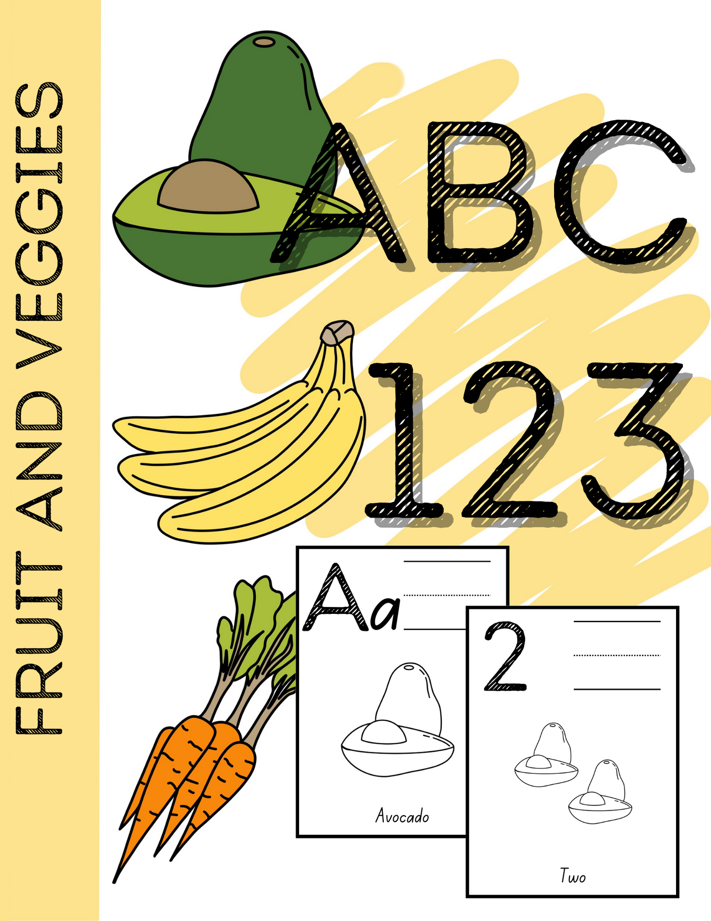 FRUIT AND VEGGIE ABC-123 Coloring book/Digital Download