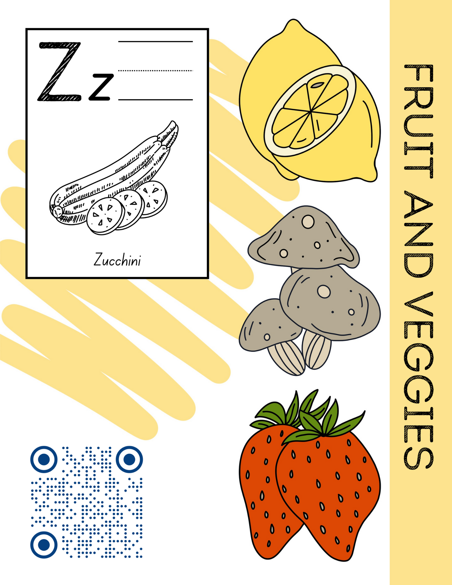 FRUIT AND VEGGIE ABC-123 Coloring book/Digital Download