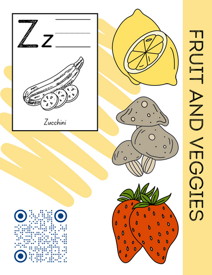 FRUIT AND VEGGIE ABC-123 Coloring book/Digital Download