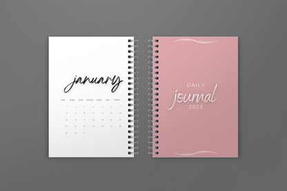 The Daily Journal 2023: Pink - Coil Bound - Minimalist 6x9